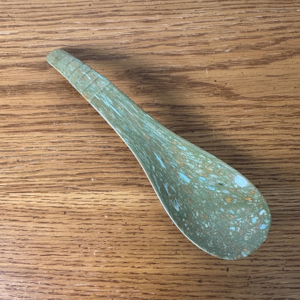 Vintage Texas Ware Green Speckled Melamine‎ Soup Rice Serving Spoon MCM